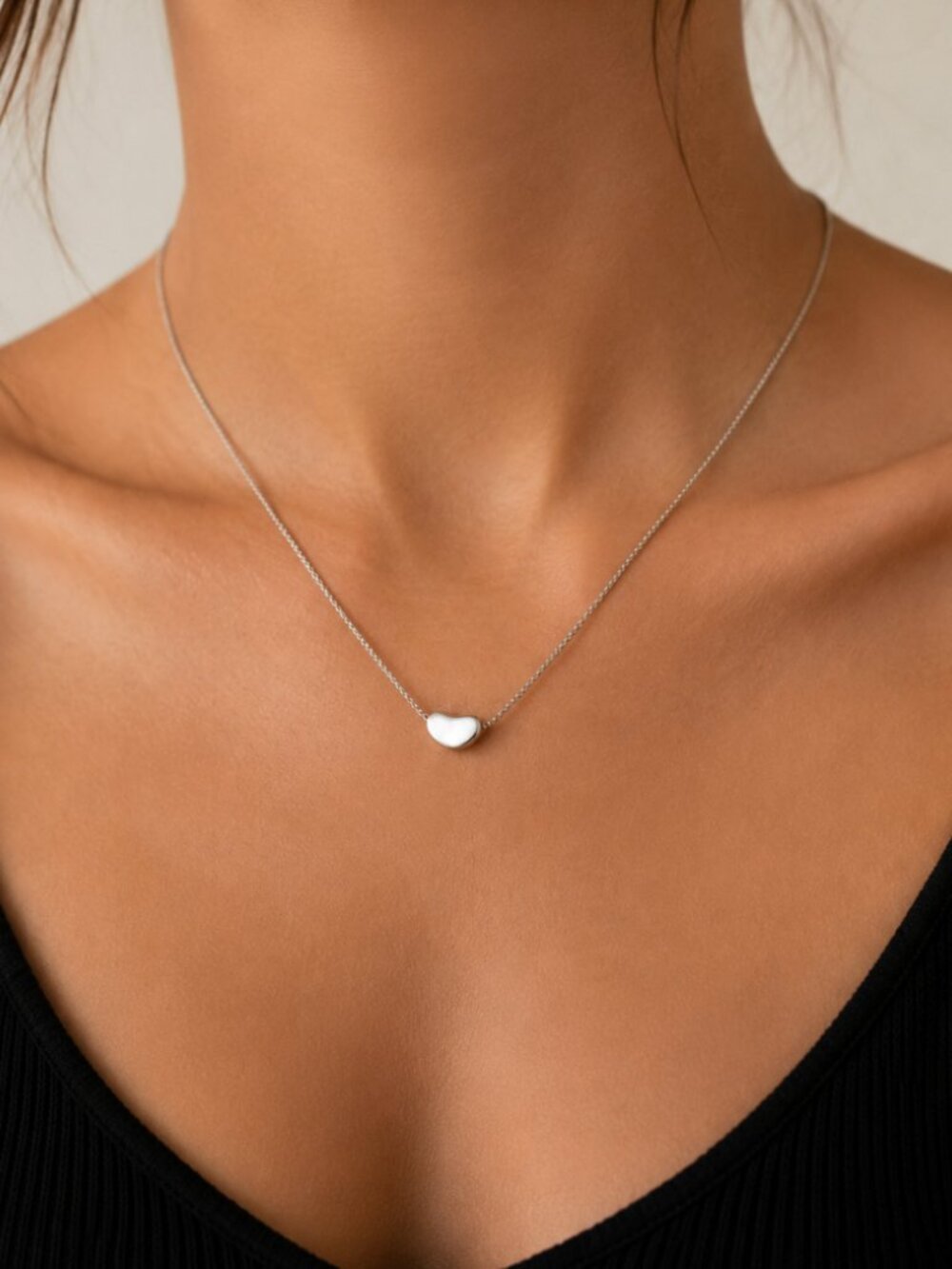 925 Sterling Silver Bean Necklace Pea Pendant Chain Necklace